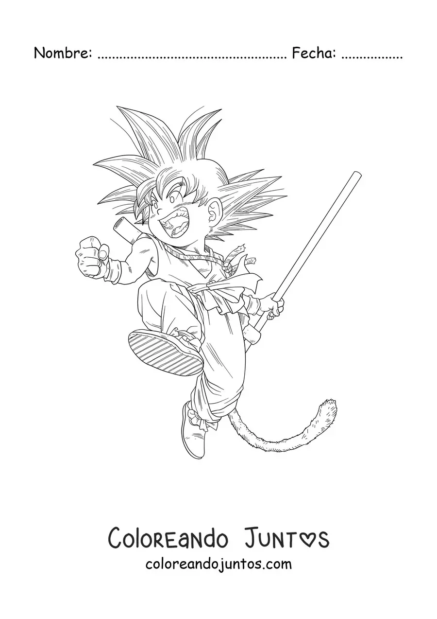 Imagen para colorear de Goku niño de Dragon Ball