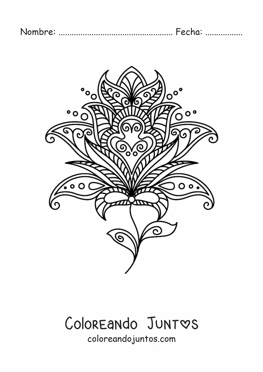 Imagen para colorear de un mandala de rosa