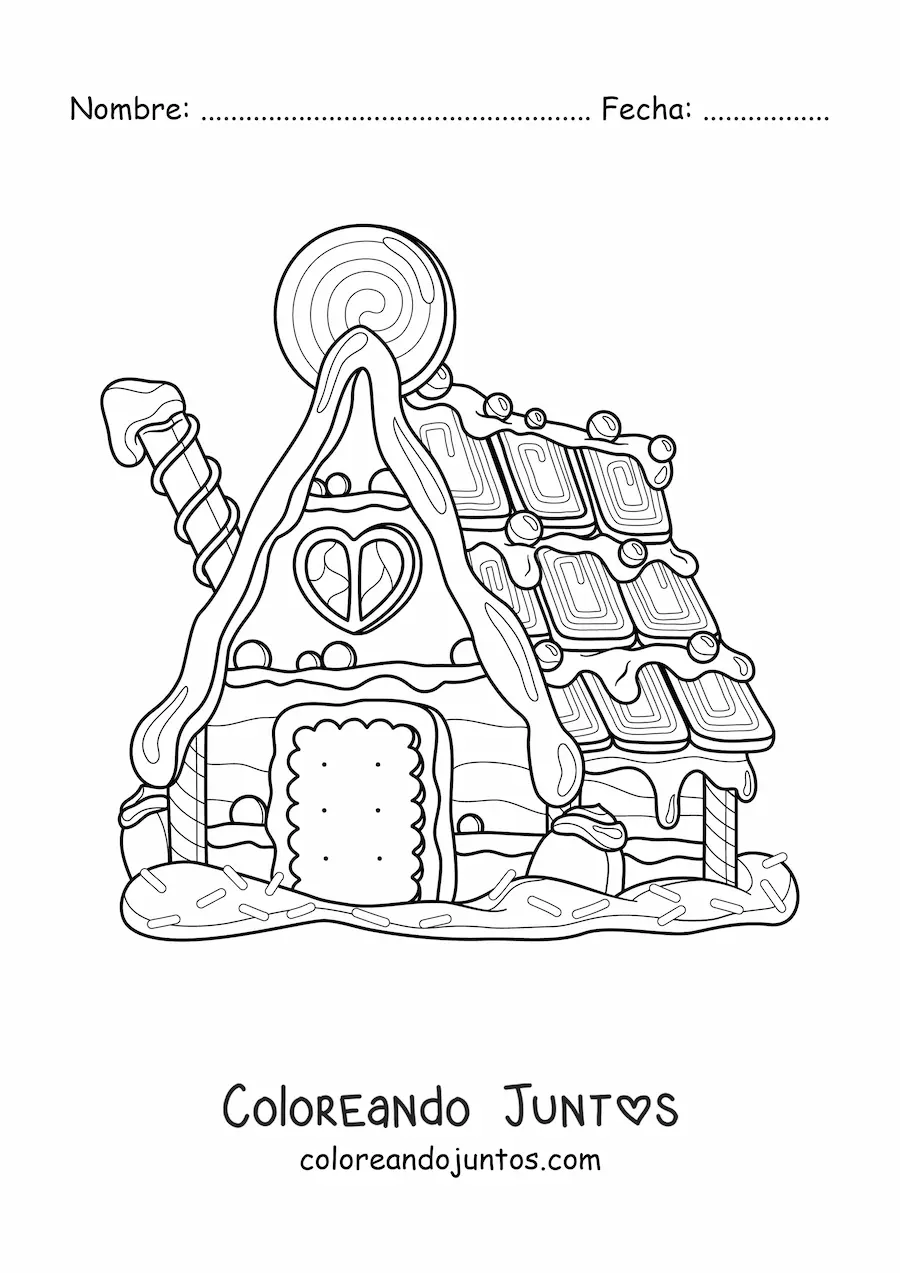 Imagen para colorear de una casa de jengibre