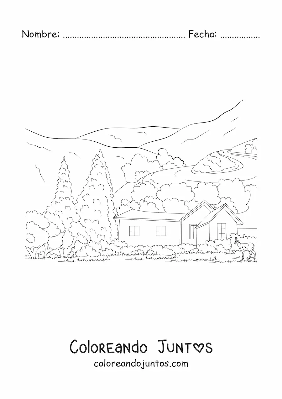 Imagen para colorear de una casa campestre
