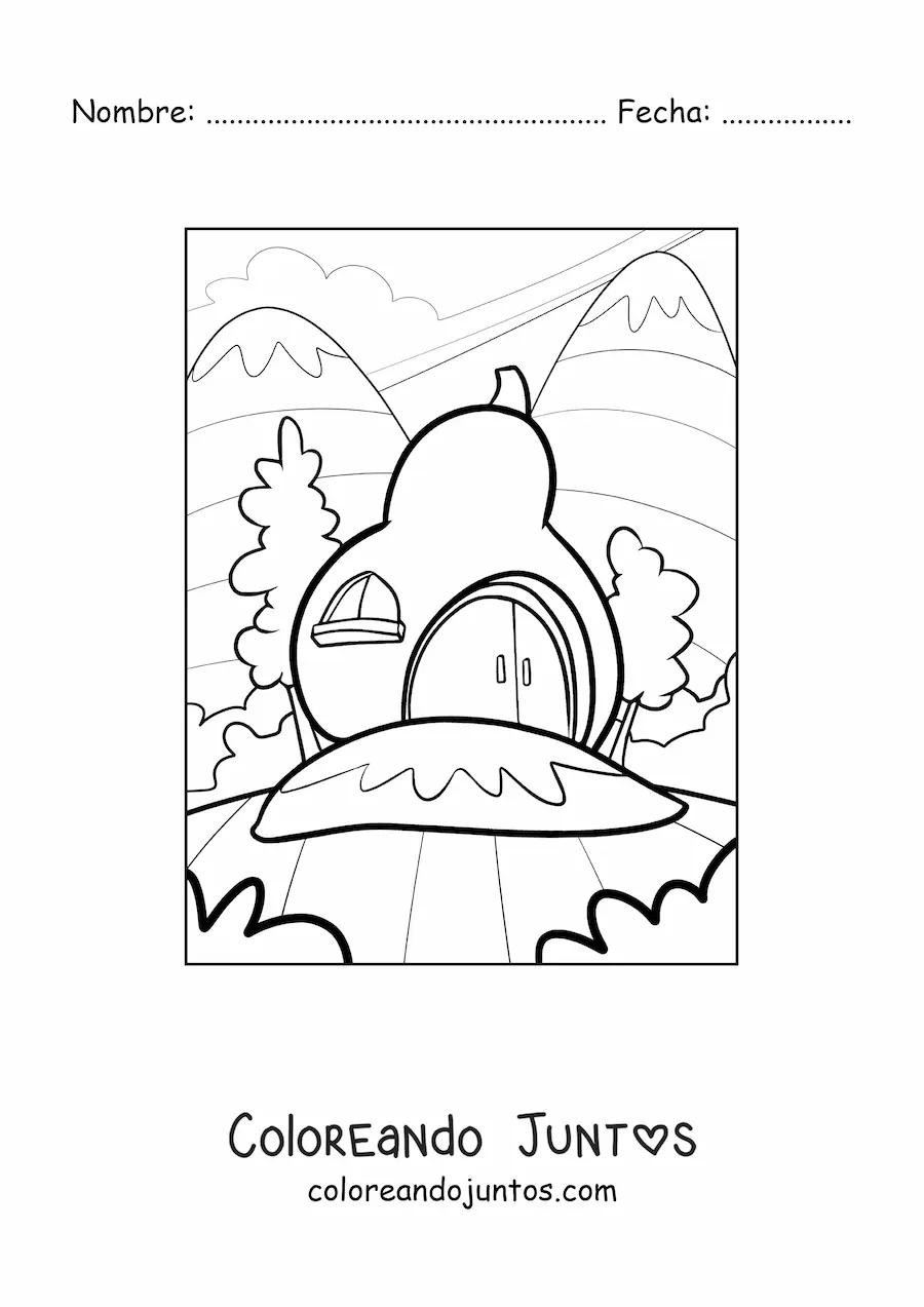 Imagen para colorear de una casa en forma de pera