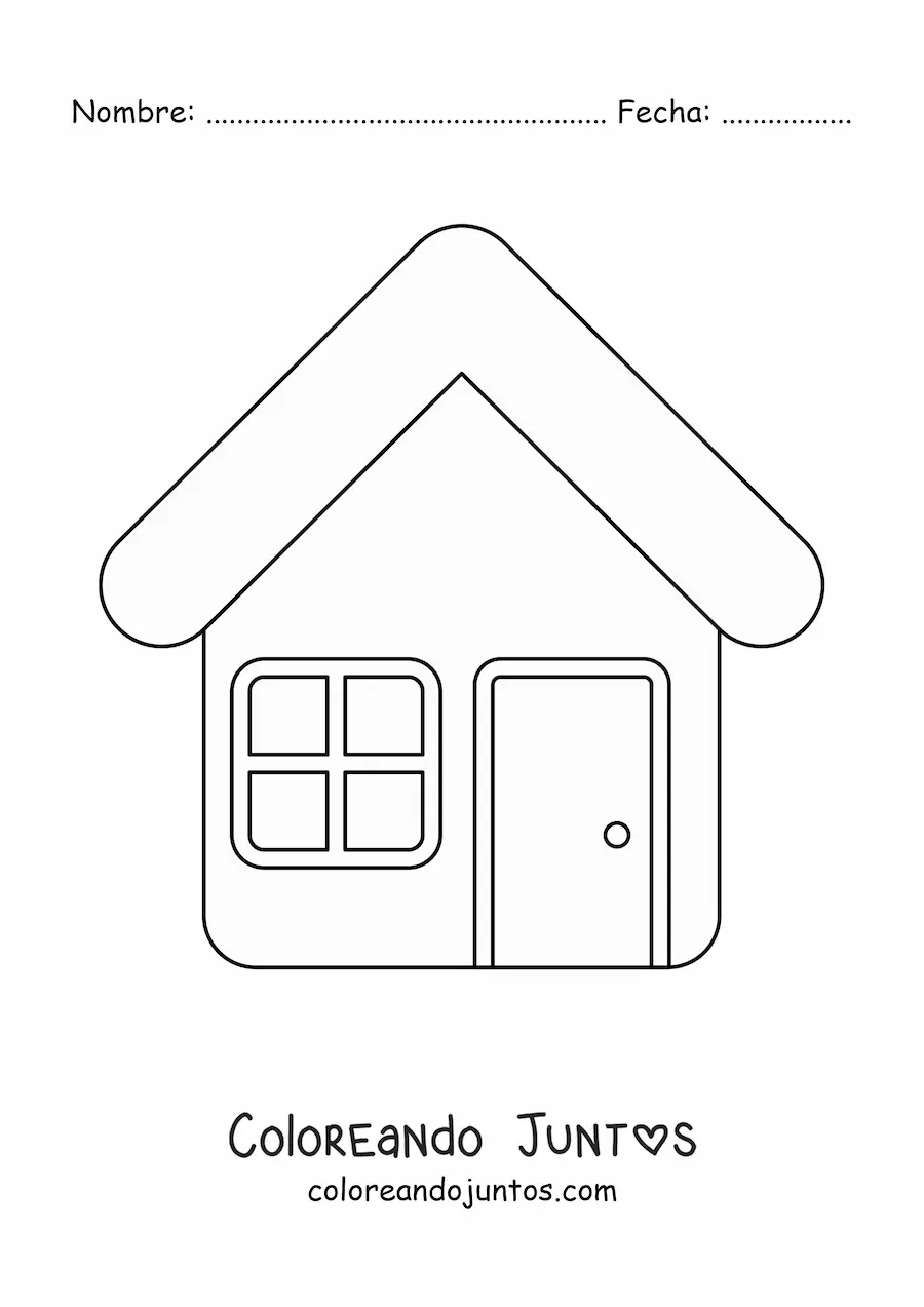 Imagen para colorear de una casa con una puerta y una ventana