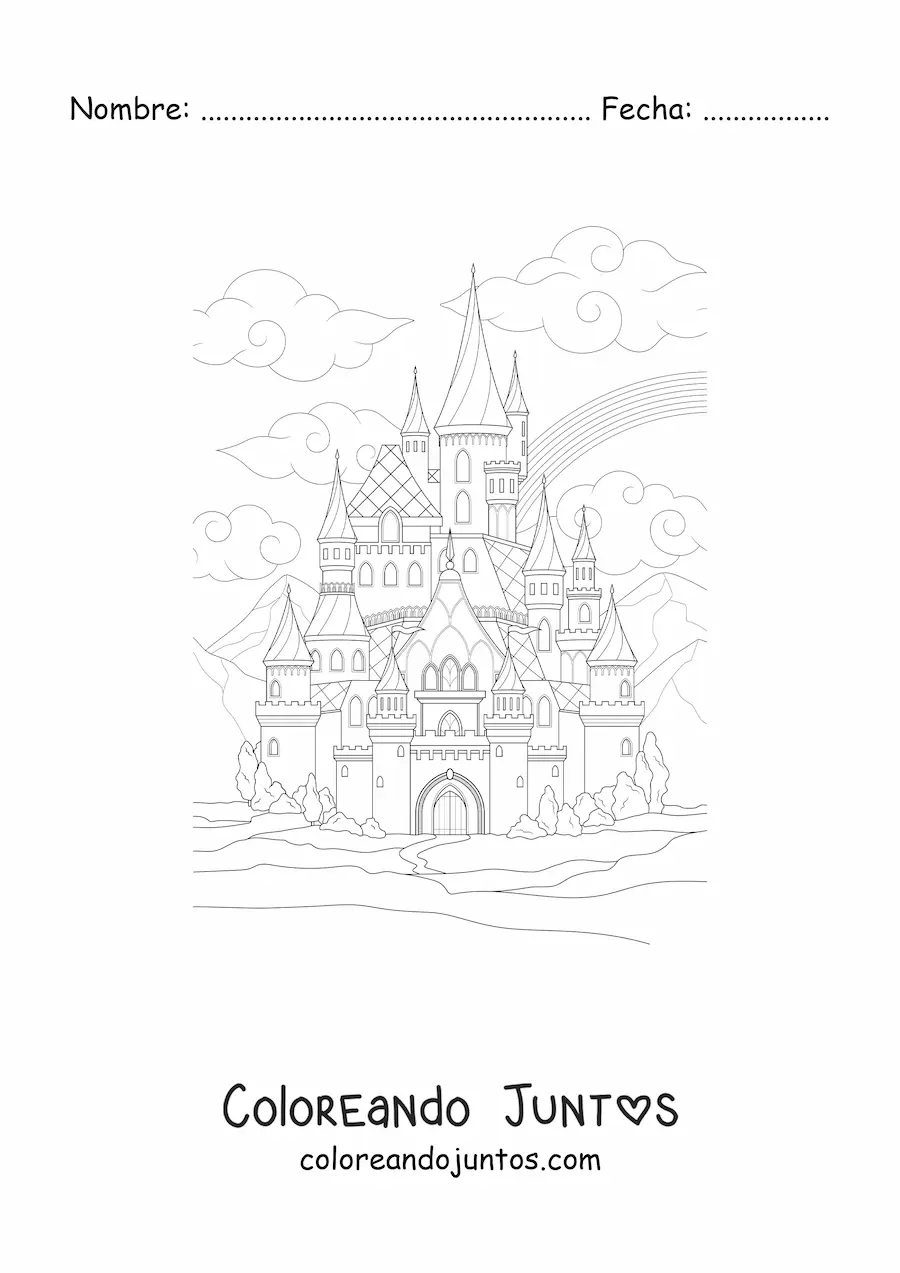 Imagen para colorear de un castillo de cuento de hadas