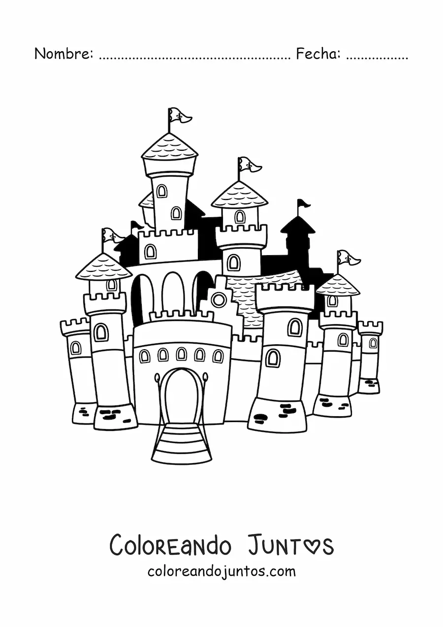 Imagen para colorear de un castillo de fantasía