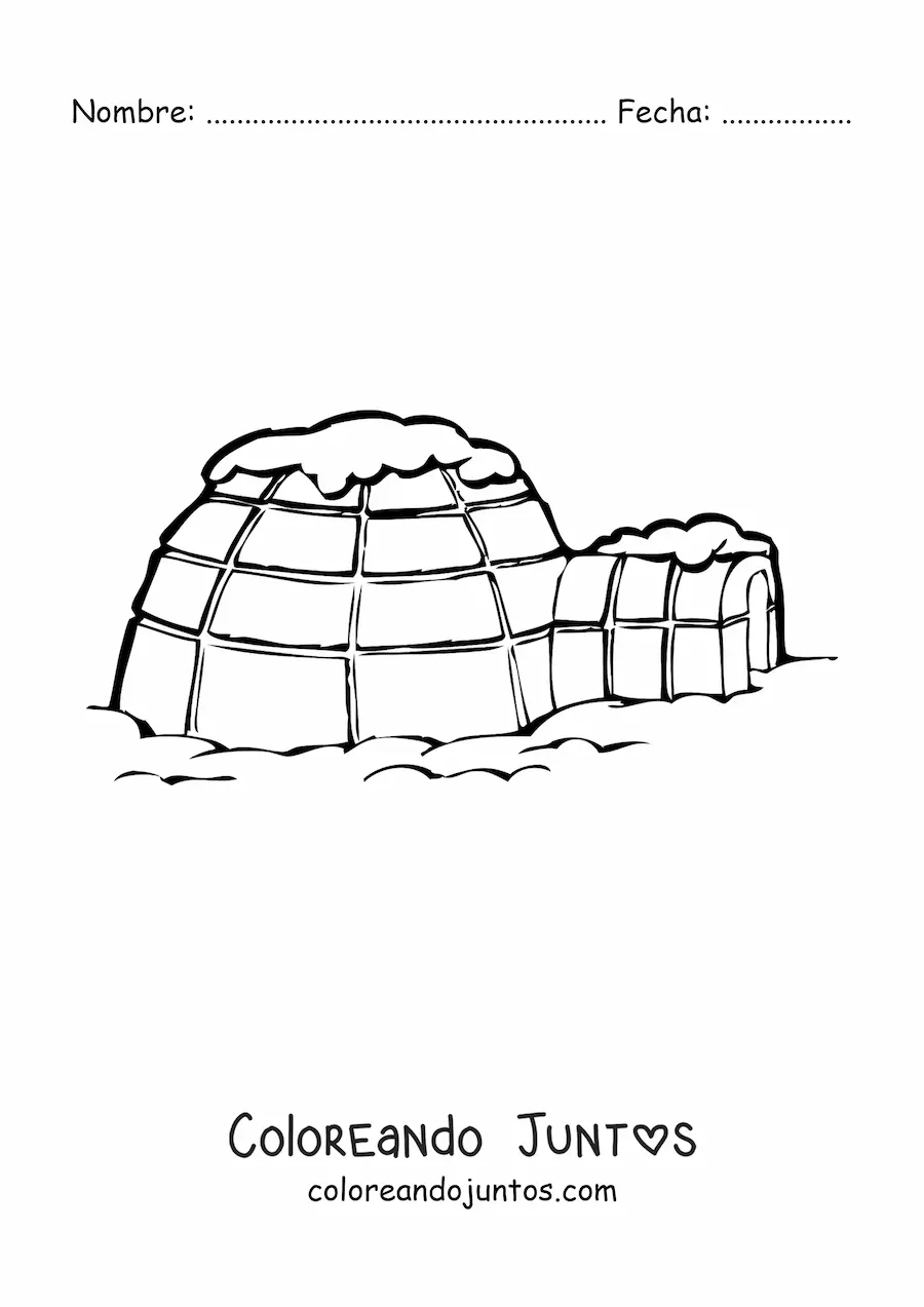 Imagen para colorear de un iglú en la nieve