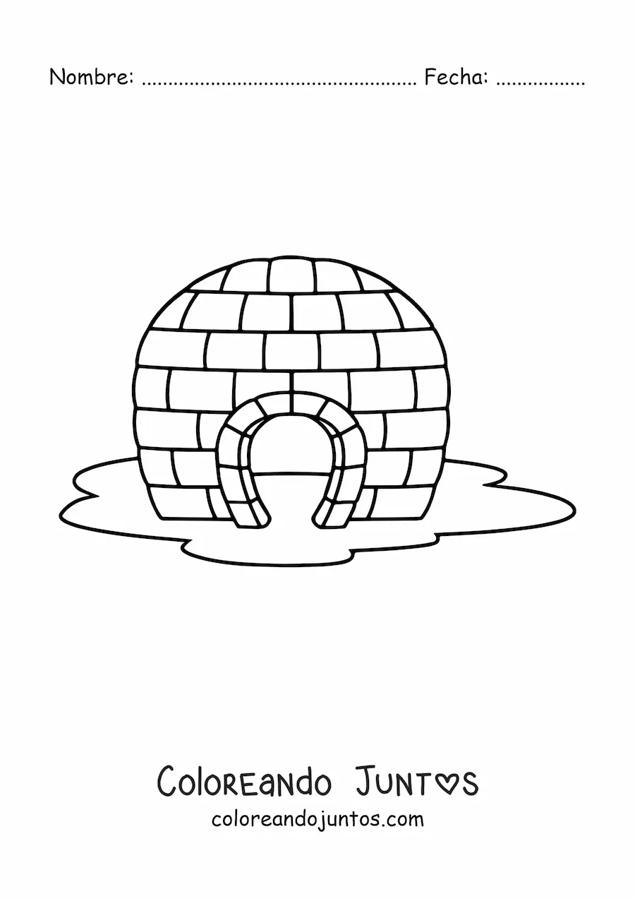 Imagen para colorear de un iglú derritiéndose