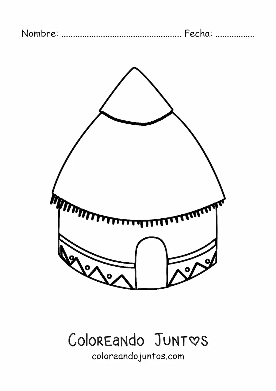 Imagen para colorear de una choza indígena