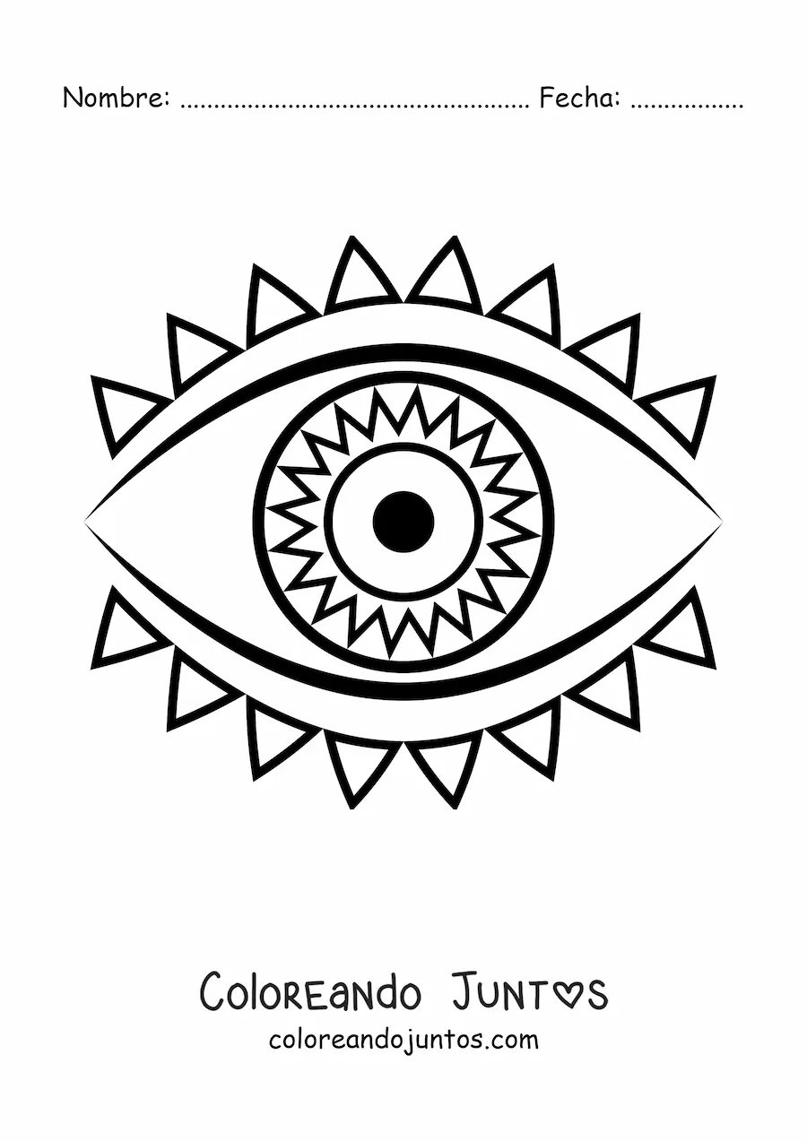 Imagen para colorear de un ojo con pestañas triangulares