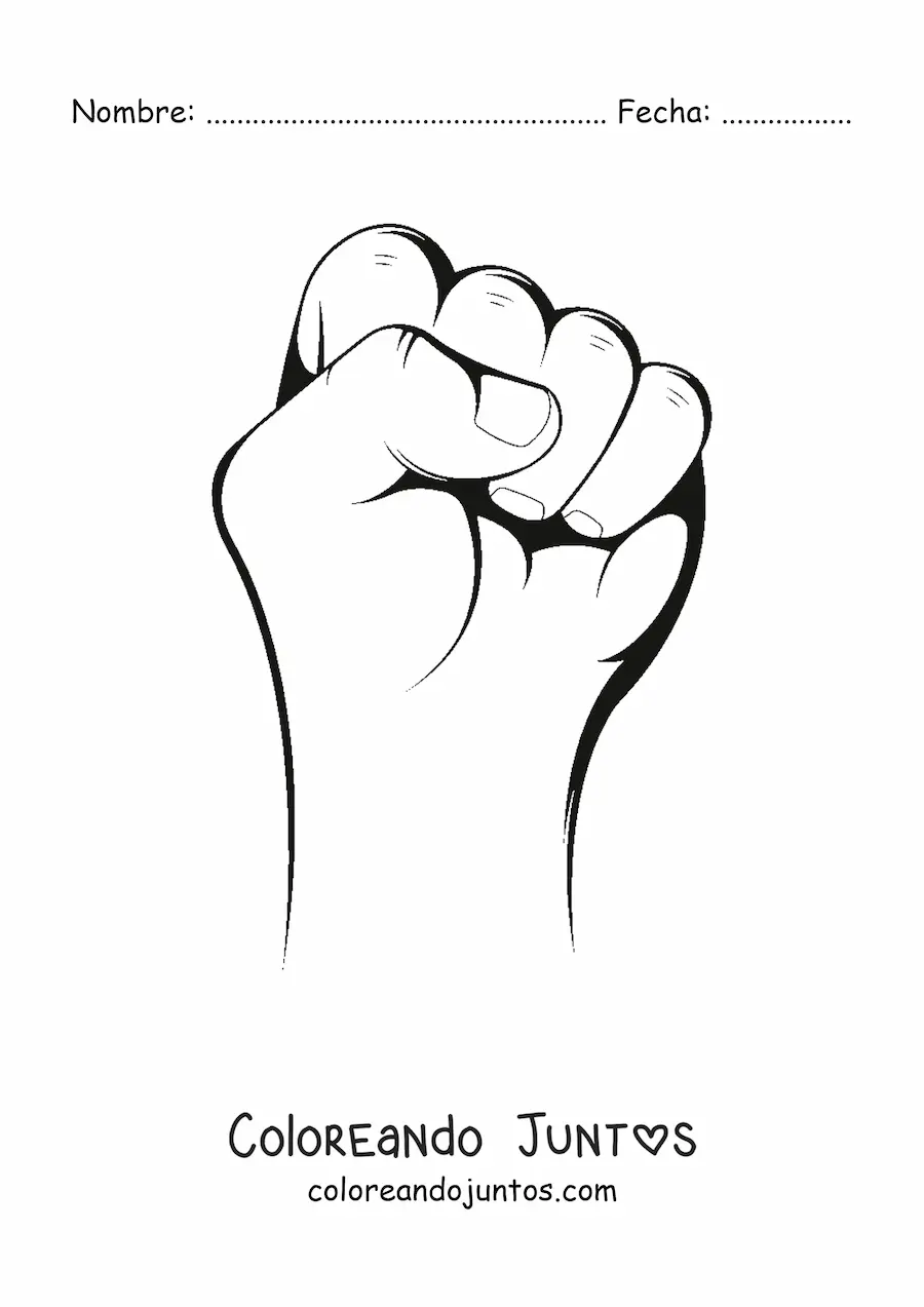 Imagen para colorear de un puño izquierdo cerrado