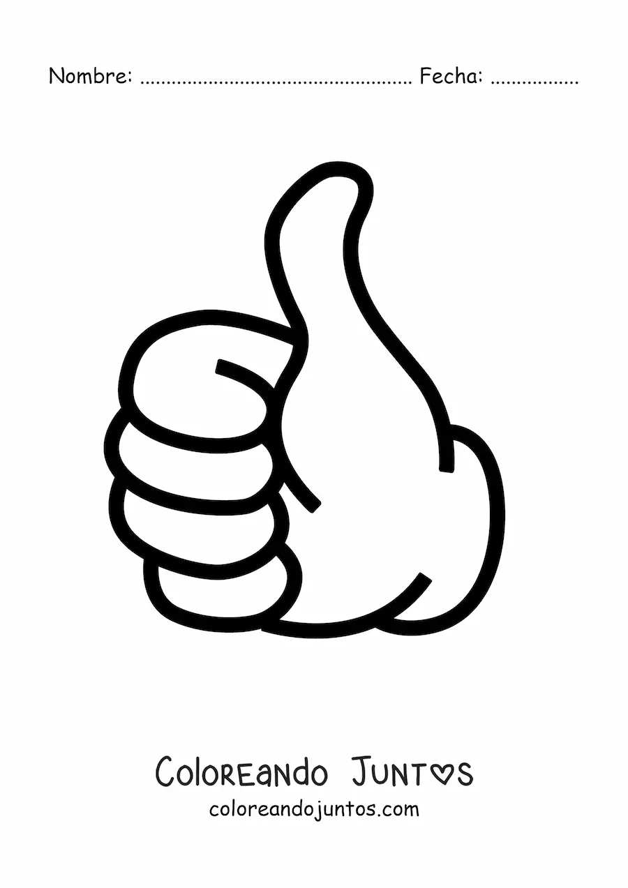 Imagen para colorear de mano con pulgar arriba
