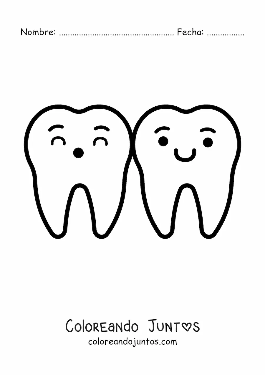 Imagen para colorear de 2 dientes kawaii