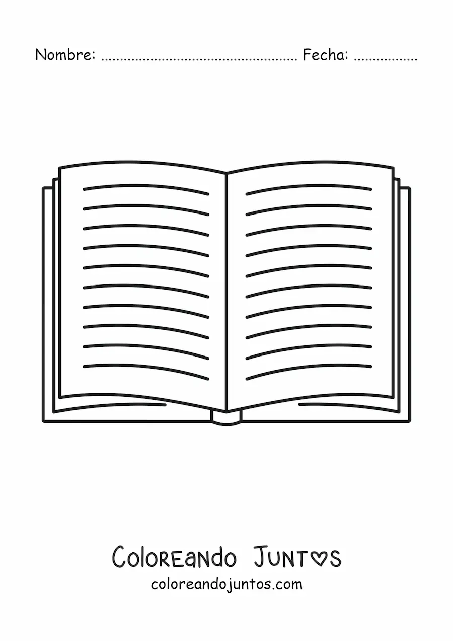 Imagen para colorear de un libro abierto