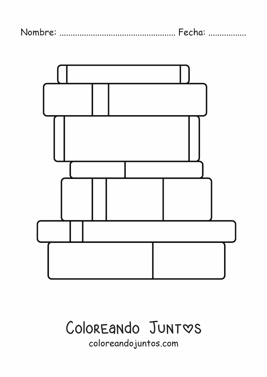 Imagen para colorear de varios libros apilados