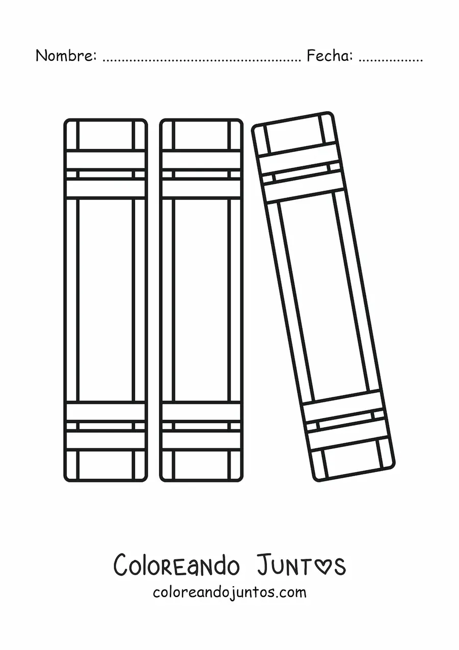 Imagen para colorear de tres libros ordenados