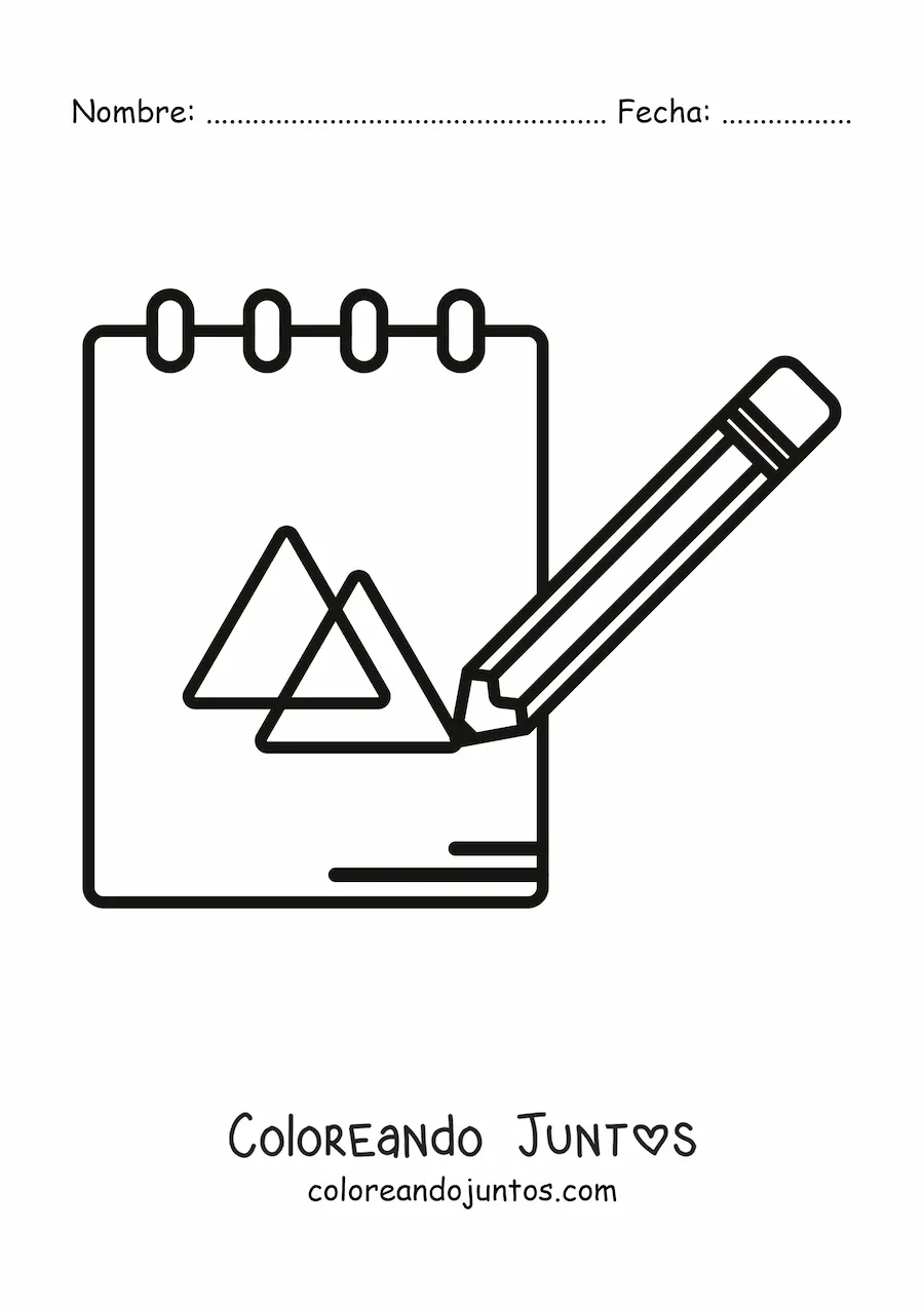 Imagen para colorear de un lápiz escribiendo en un cuaderno