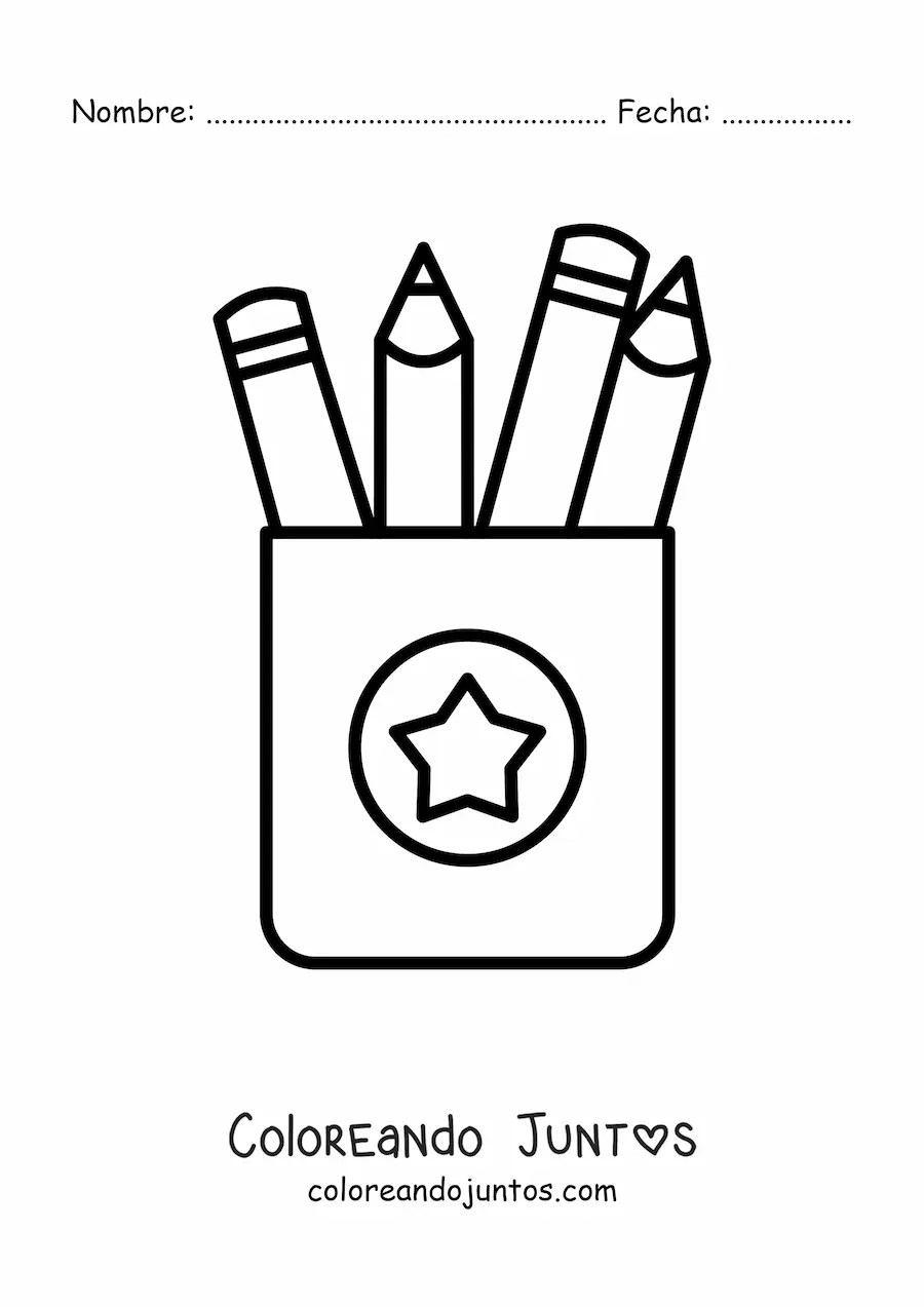 Imagen para colorear de una caja de lápices
