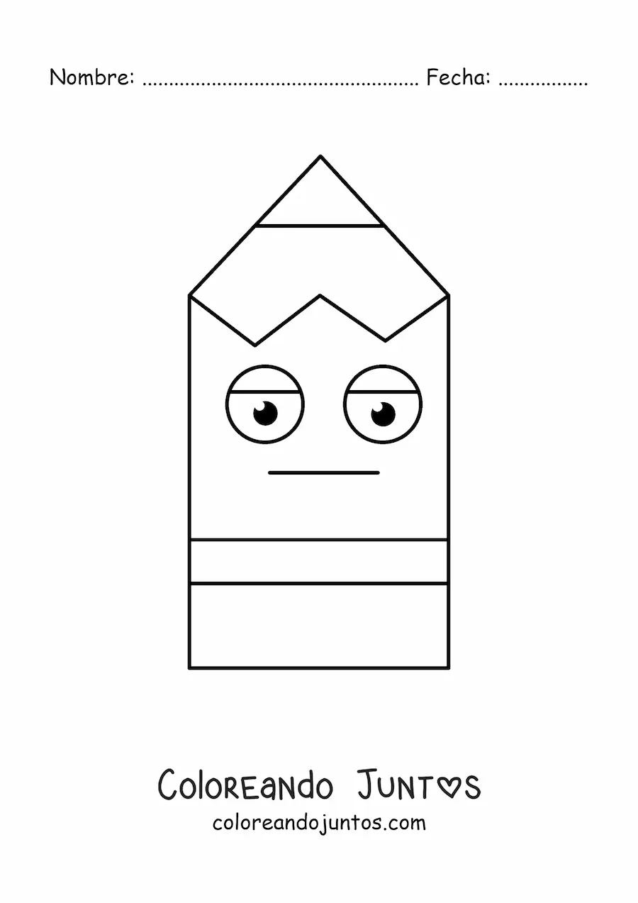 Imagen para colorear de un lápiz grande animado