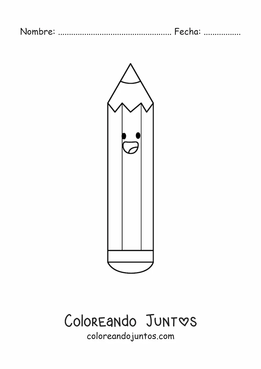 Imagen para colorear de un lápiz animado feliz