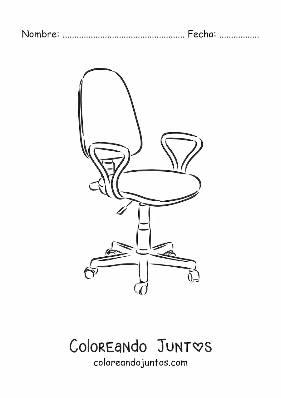 Imagen para colorear de una silla de oficina con ruedas