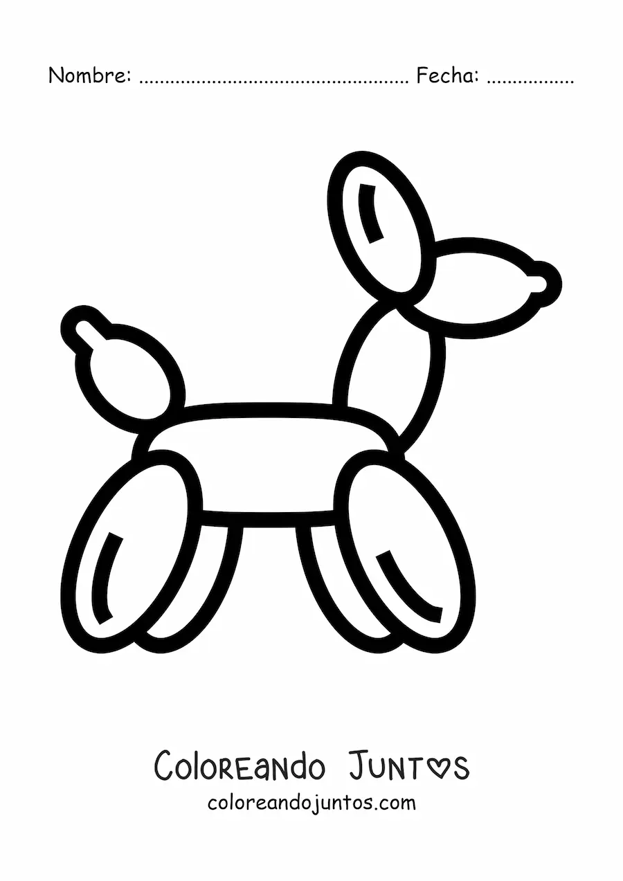 Imagen para colorear de un globo con forma de perro
