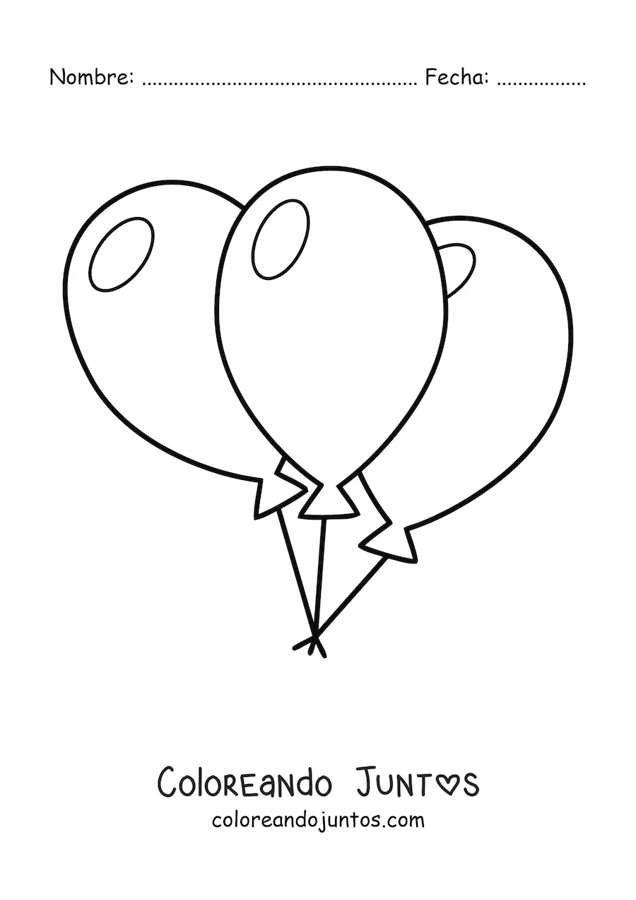 Imagen para colorear de tres globos grandes