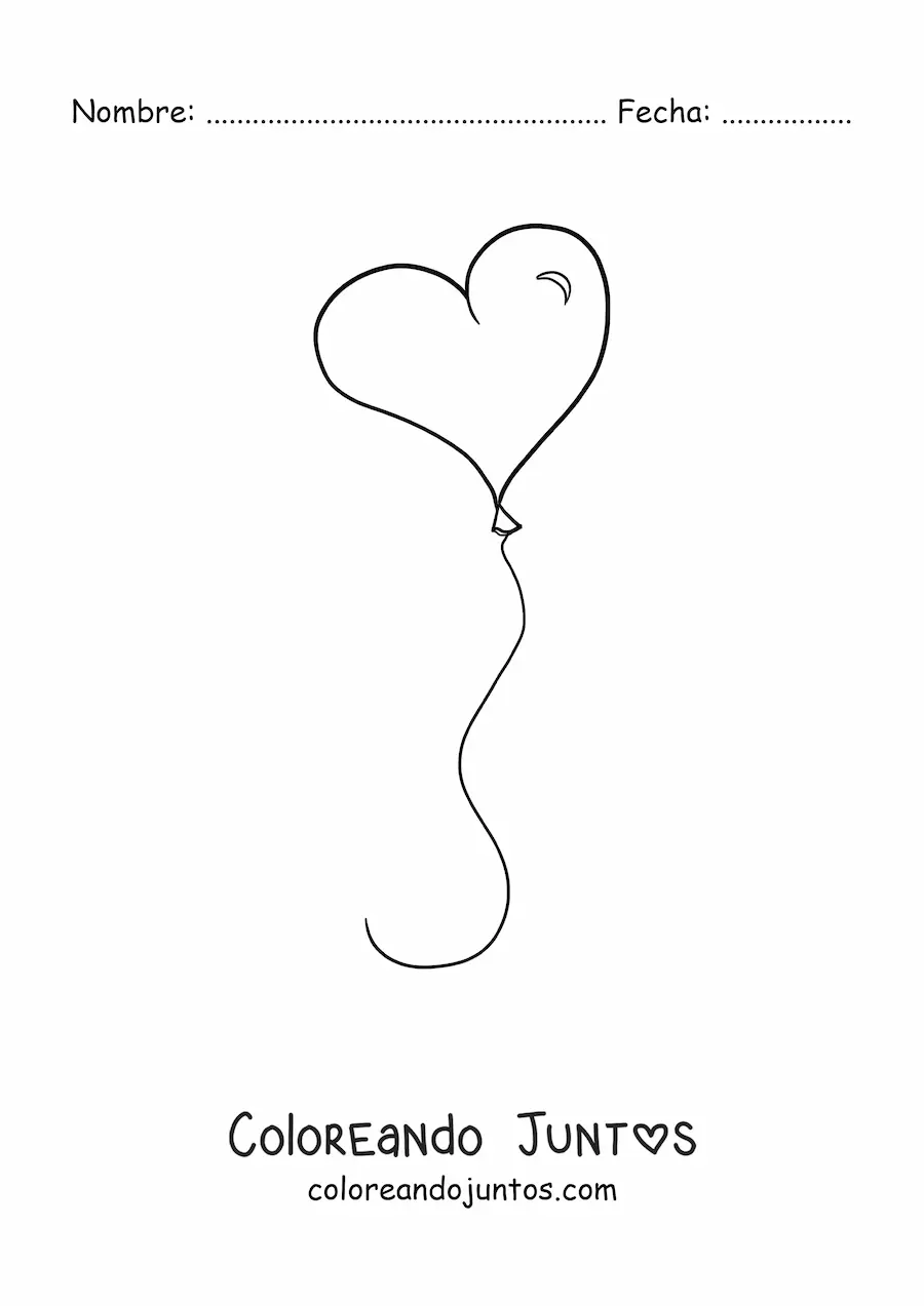 Imagen para colorear de un globo con forma de corazón