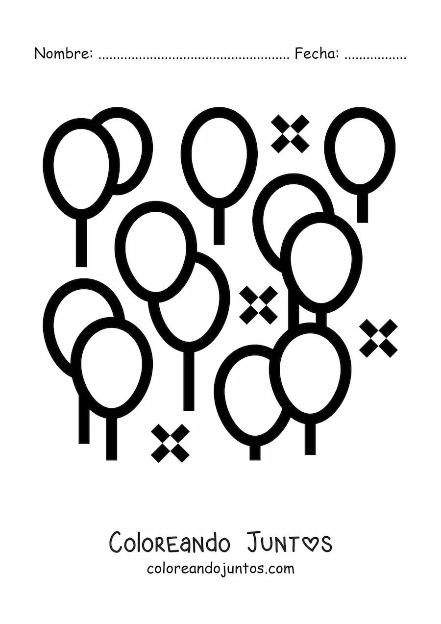 Imagen para colorear de varios globos de fiesta