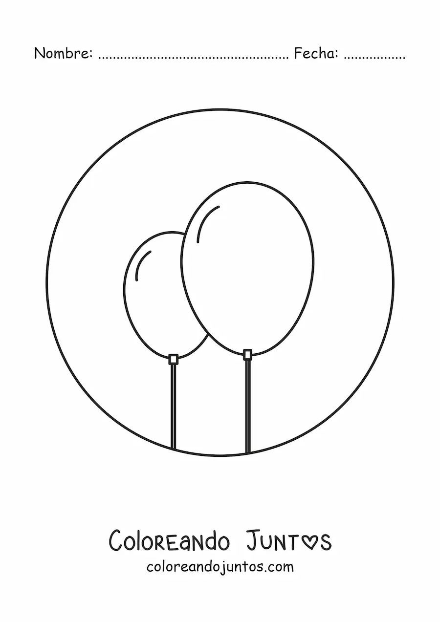 Imagen para colorear de dos globos