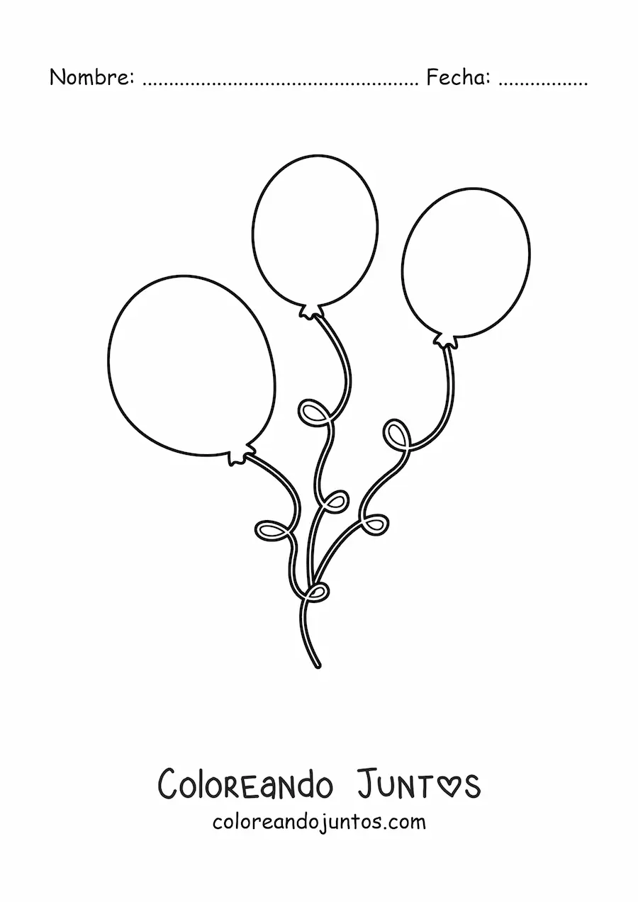 Imagen para colorear de tres globos