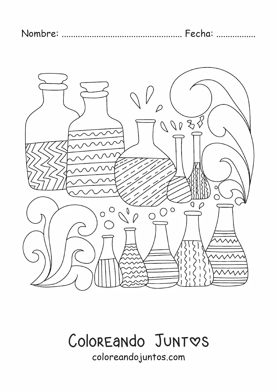 Imagen para colorear de varias sustancias químicas