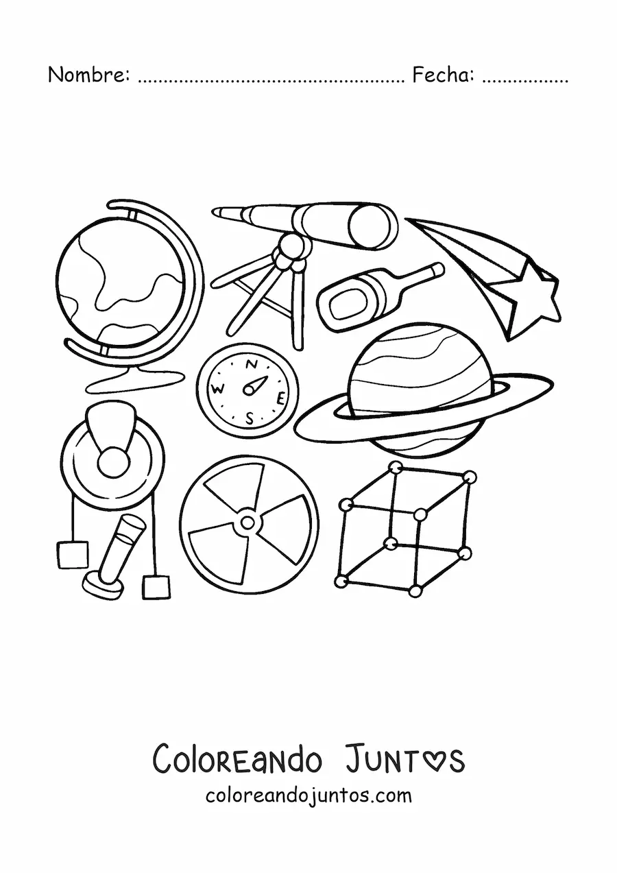Imagen para colorear de elementos de física