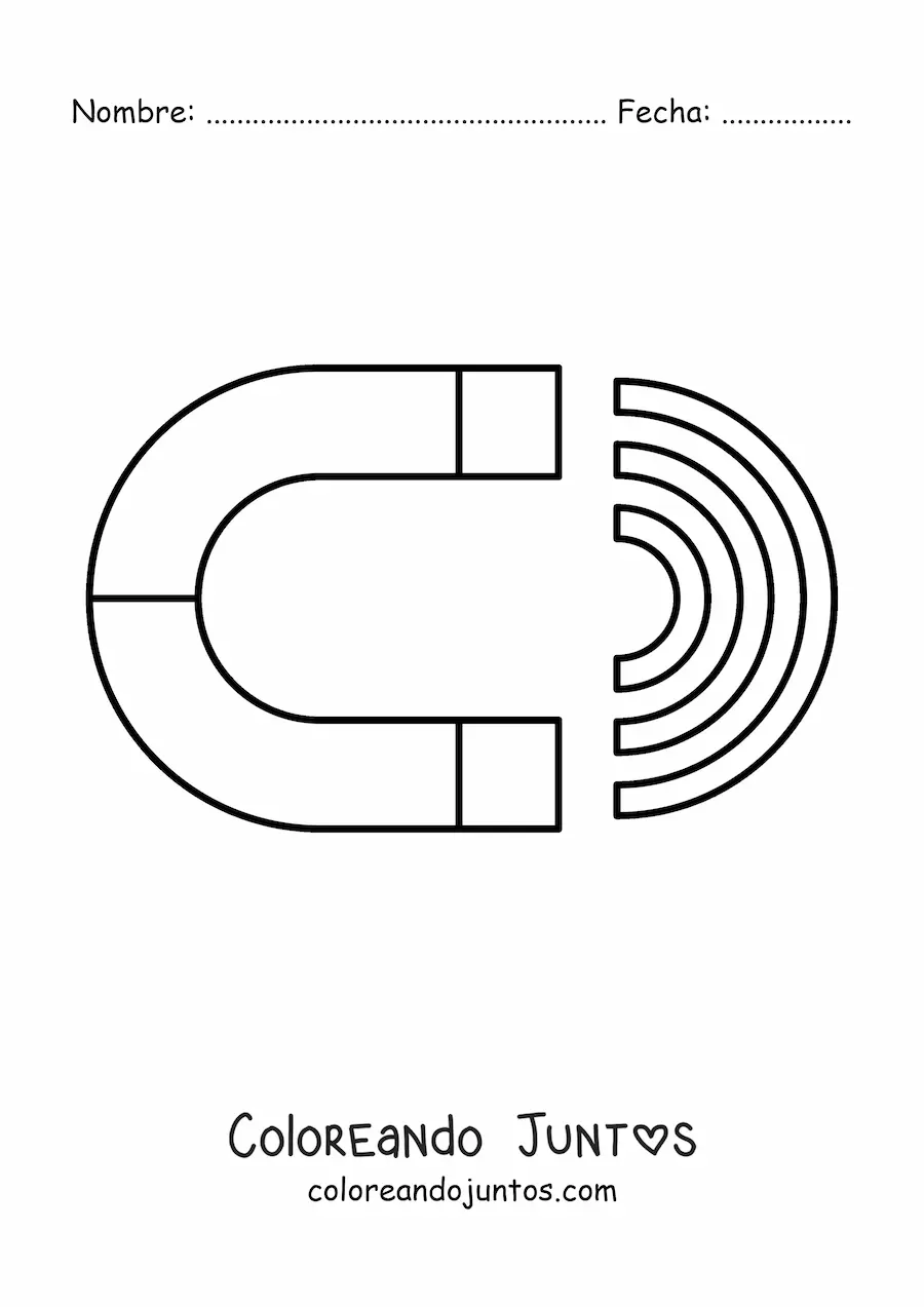 Imagen para colorear de un imán y su magnetismo