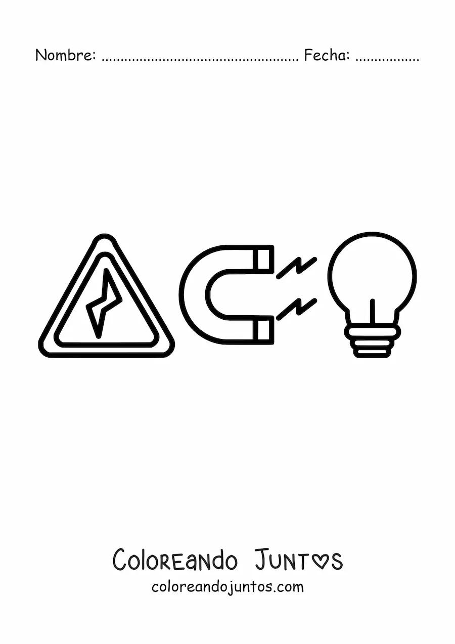 Imagen para colorear de símbolos de electricidad y magnetismo