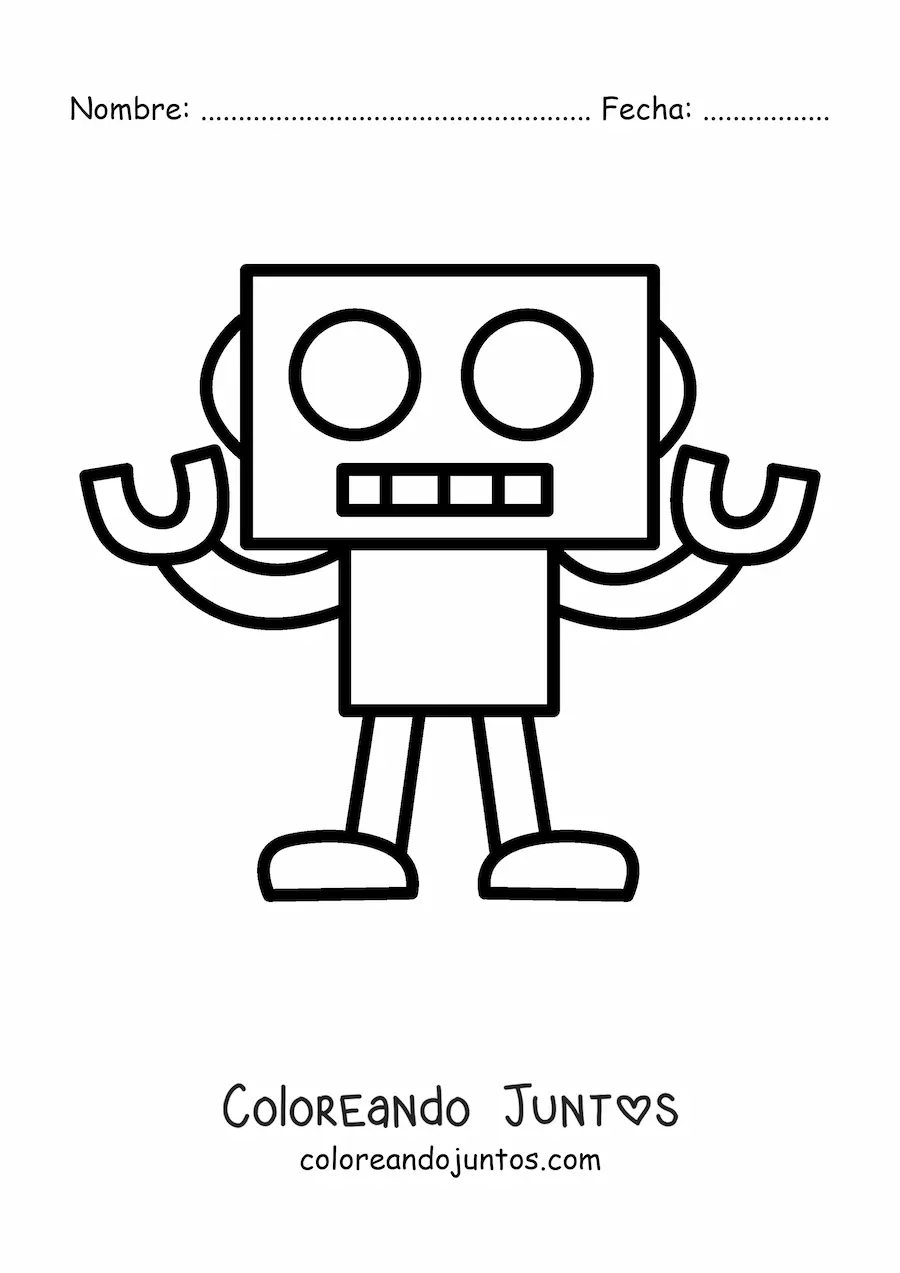 Imagen para colorear de un robot dibujado con formas geométricas