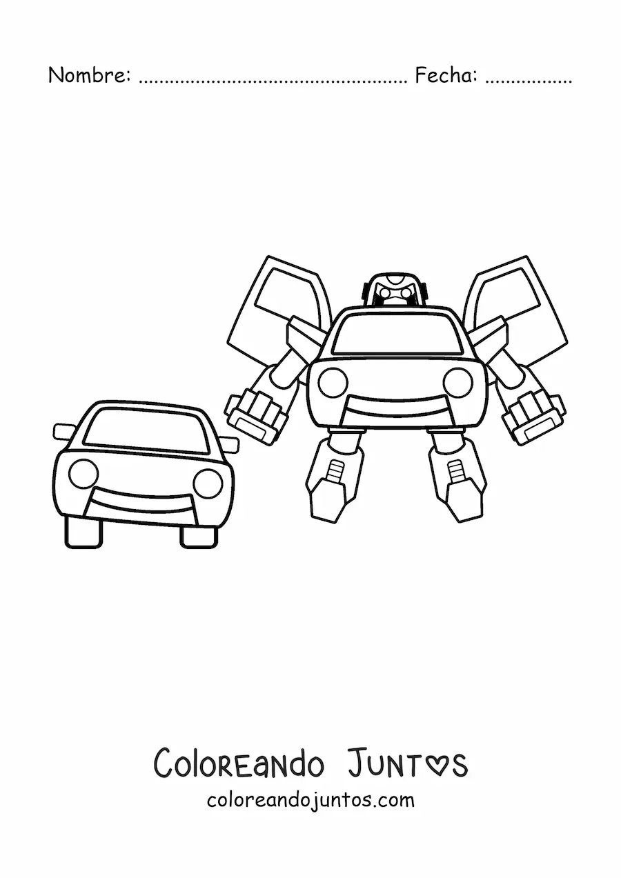 Imagen para colorear de un robot de Transformer