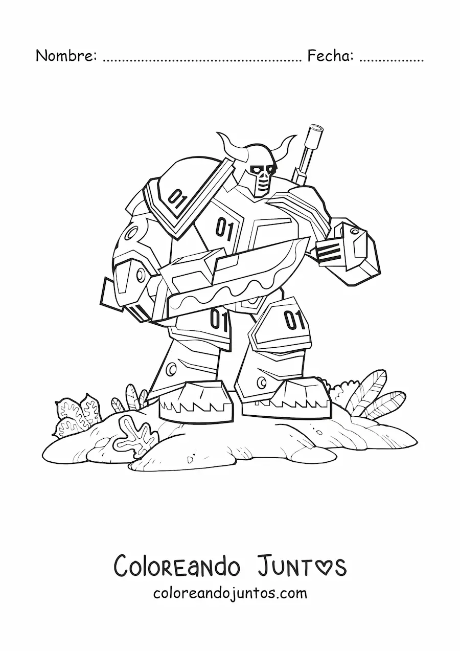 Imagen para colorear de un robot gigante de combate