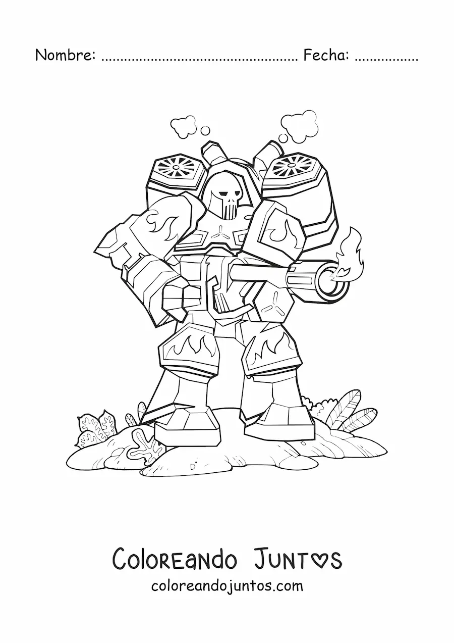 Imagen para colorear de un robot de combate disparando
