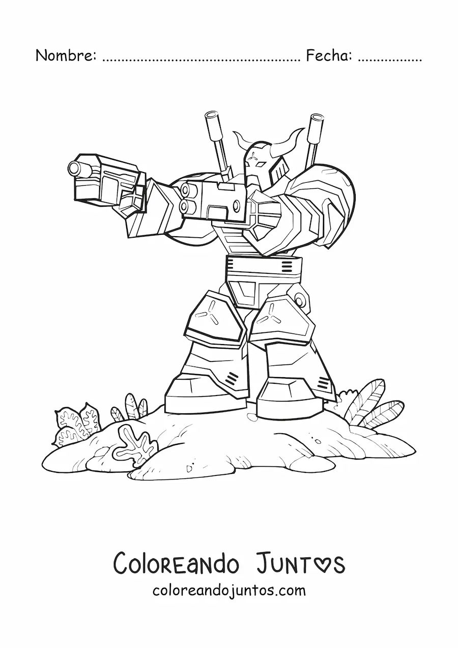 Imagen para colorear de un robot asesino apuntando un arma