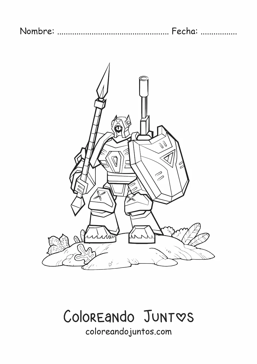 Imagen para colorear de un robot militar grande