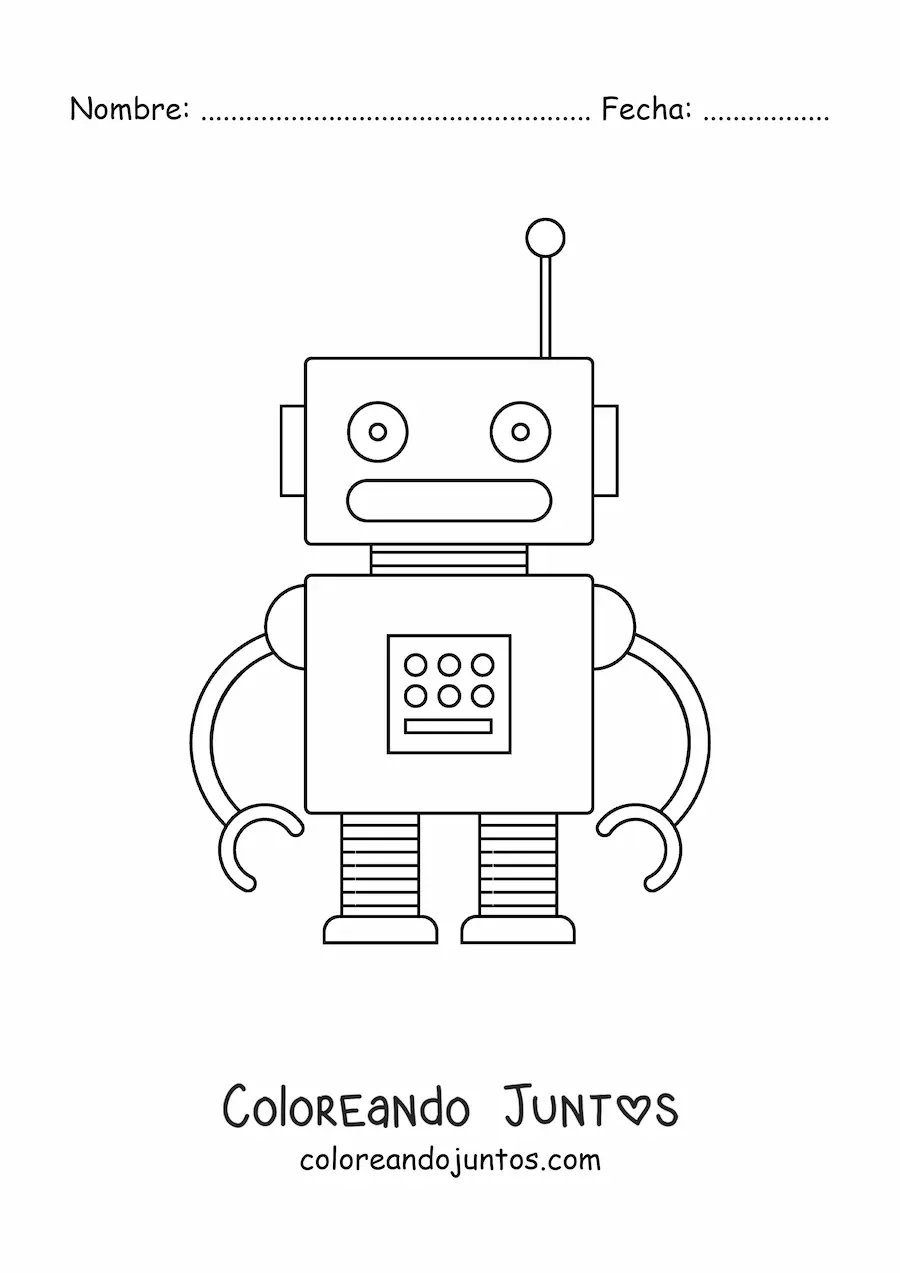 Imagen para colorear de un robot infantil pequeño