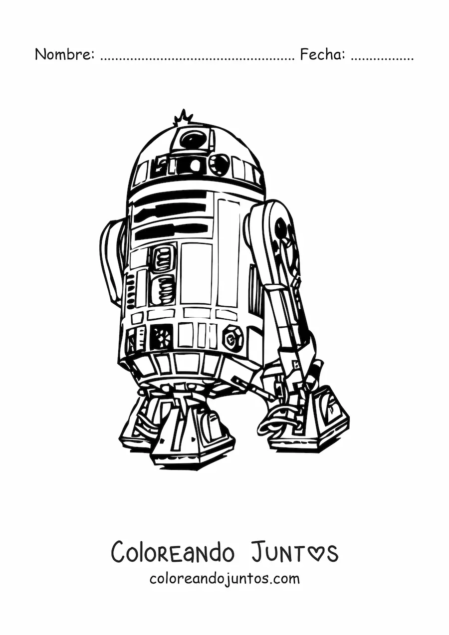 Imagen para colorear de R2D2 el robot espacial