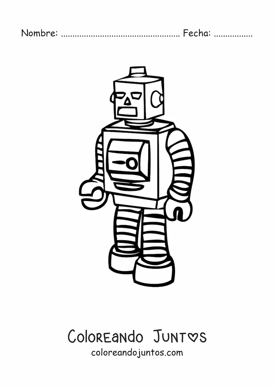 Imagen para colorear de un robot de los años 80