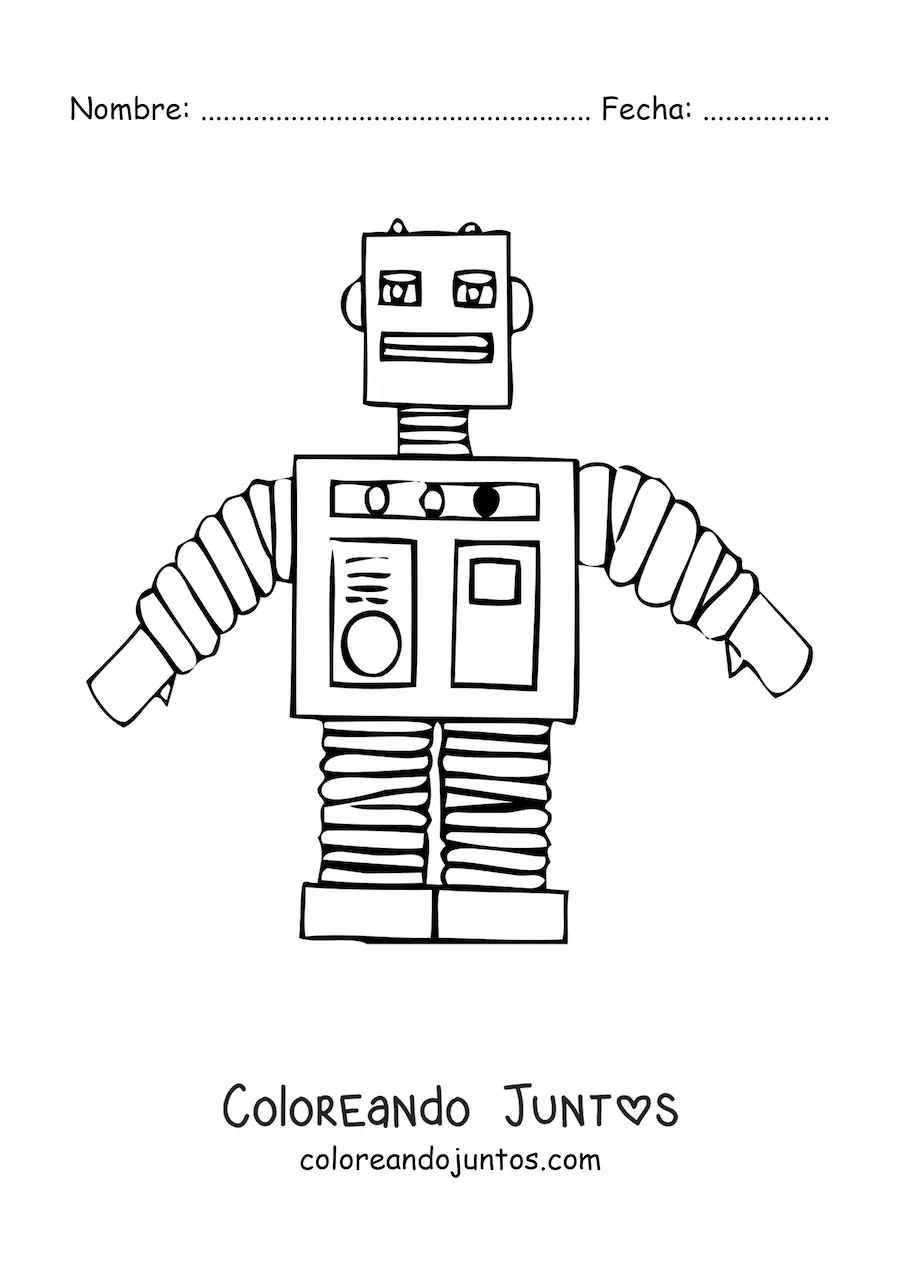 Imagen para colorear de un robot retro
