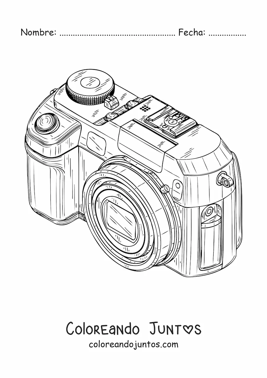 Imagen para colorear de una cámara digital realista
