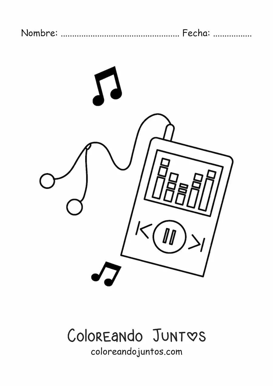 Imagen para colorear de un reproductor de música