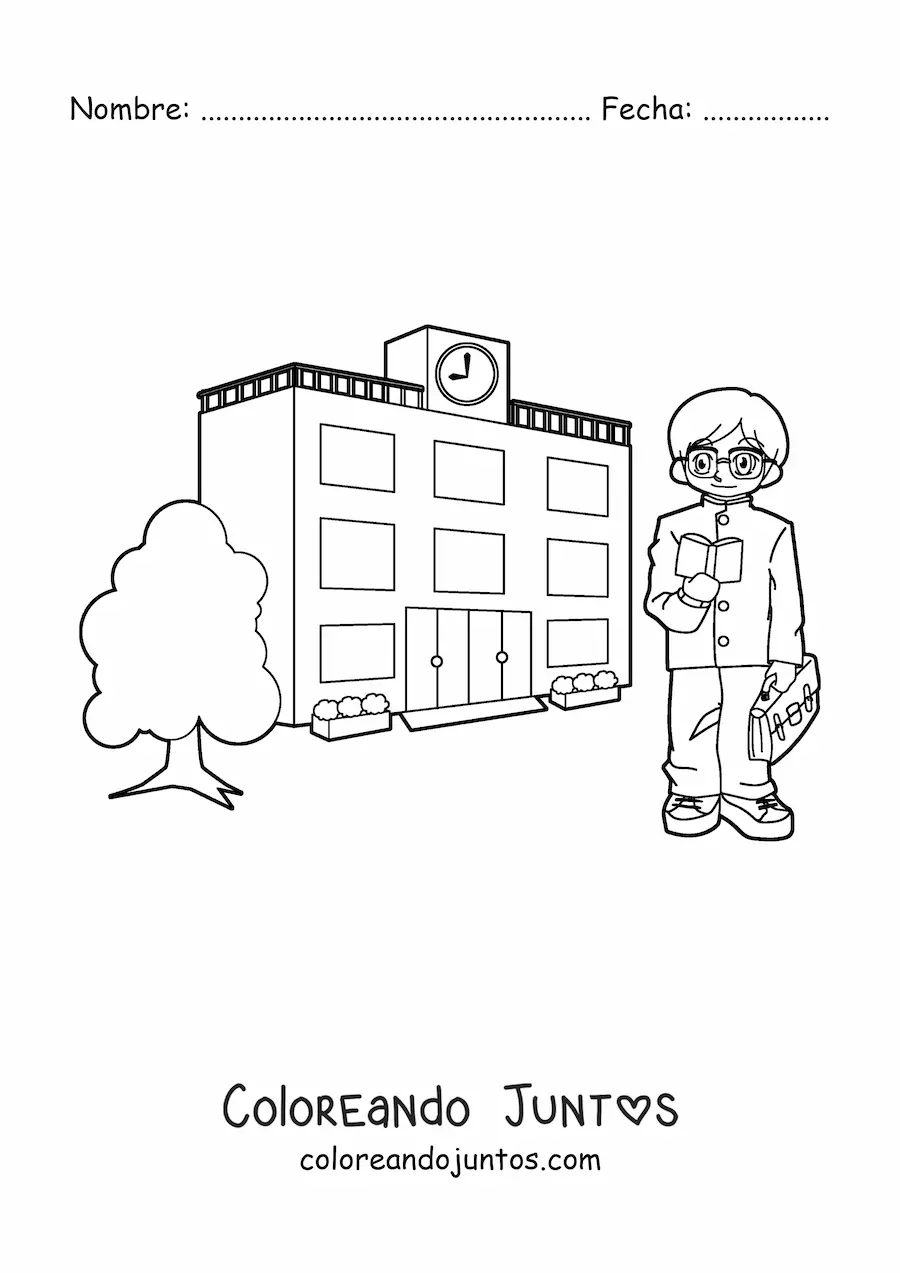 Imagen para colorear de un maestro en la escuela