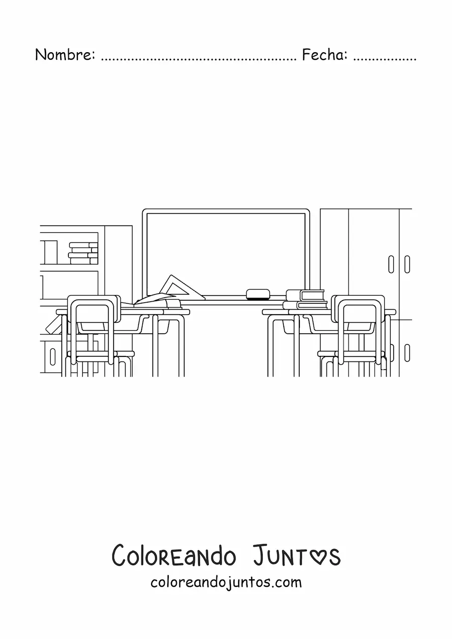 Imagen para colorear de un salón escolar