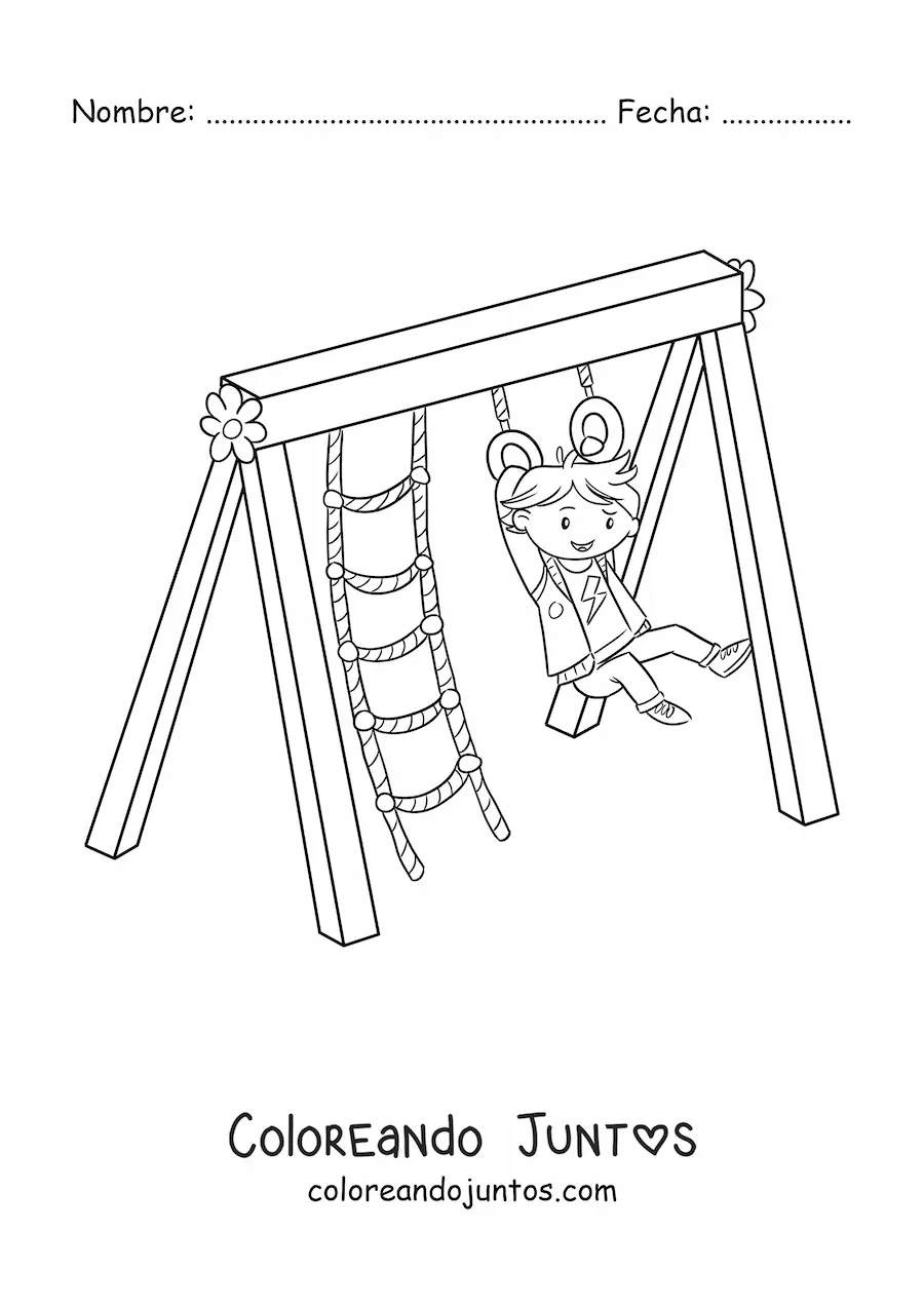 Imagen para colorear de un niño en el parque