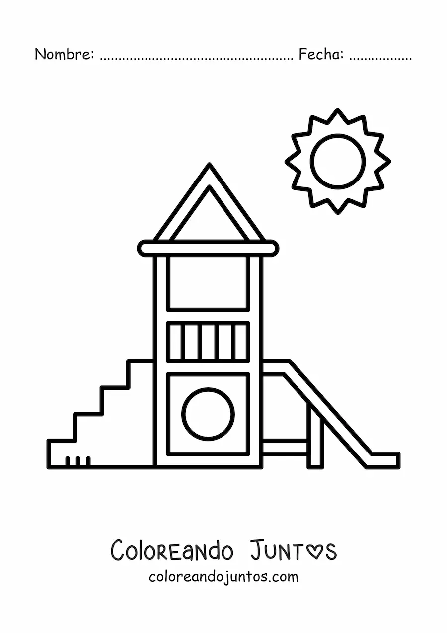 Imagen para colorear de un parque de juegos sencillo