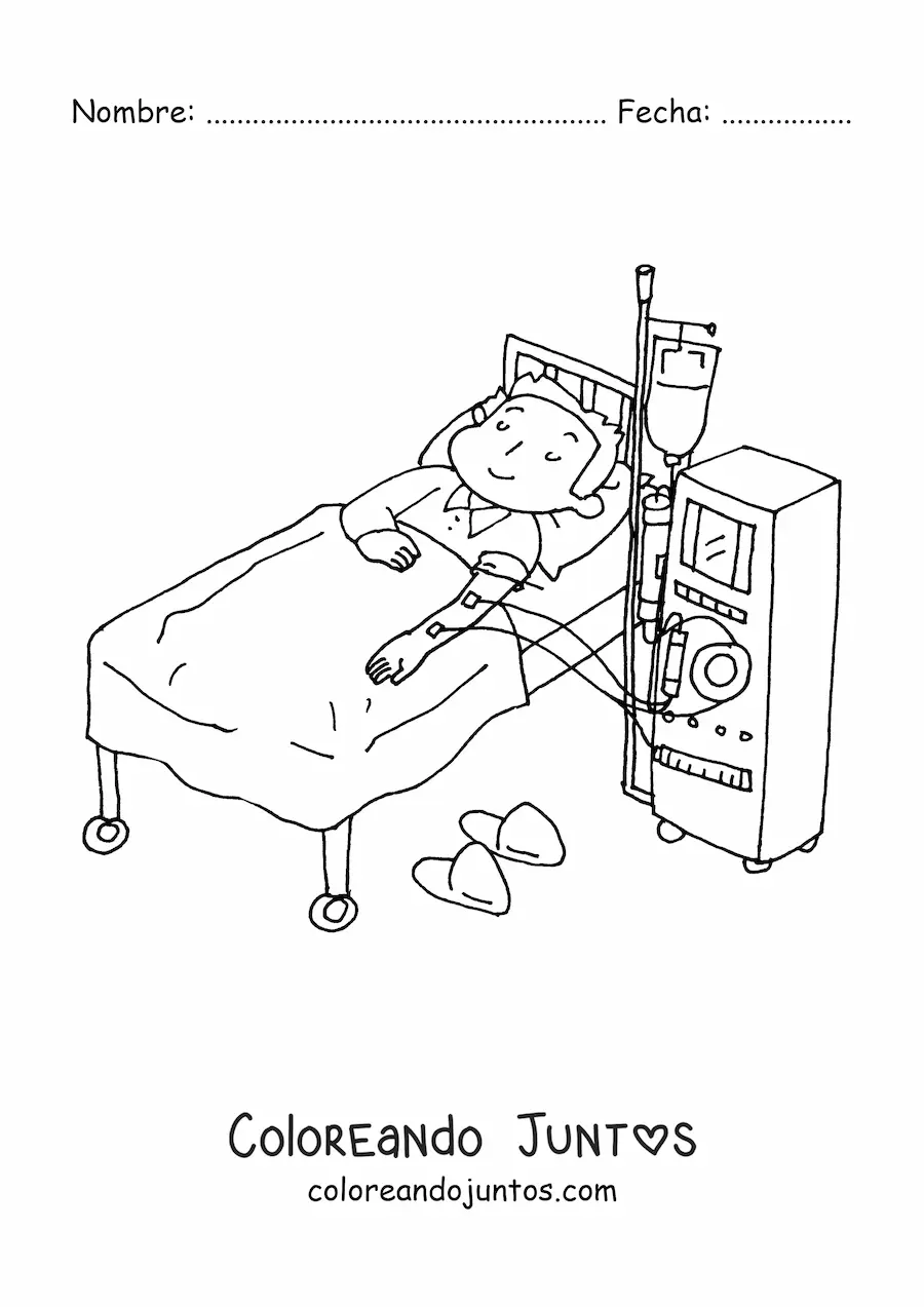 Imagen para colorear de un paciente hospitalizado
